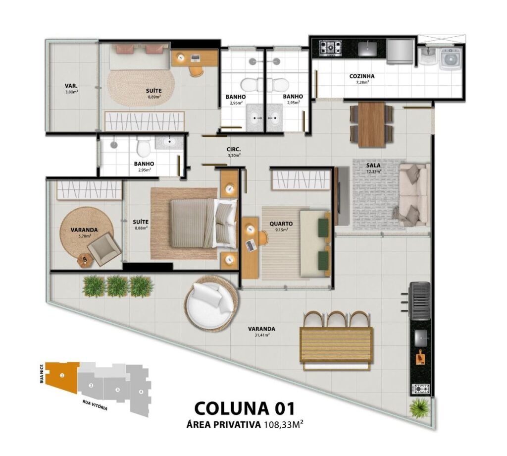 Apartamento com 3 quartos e vista para o mar na Praia do Morro — foto 52