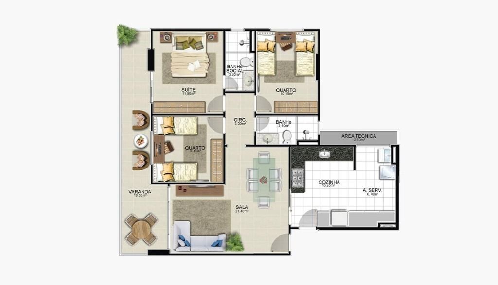 Apartamento com 3 quartos e vista para o mar na Praia do Morro — foto 8